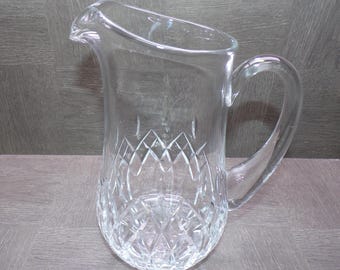 2606 Block Lead Crystal 10" Diamond Cut Vintage Pitcher