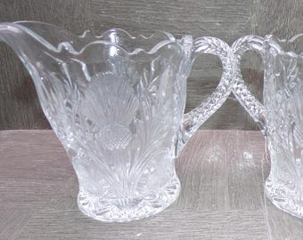 2608 Mosser Glass Inverted Thistle 4.5" Cream & Sugar Set