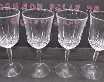 2212 Beautiful Water / Wine Glasses 24% Lead Crystal Vintage 8.25" Set of 4