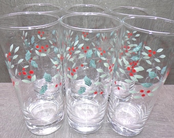 2605 Pfaltzgraff Winterberry 14 oz Glass Tumbler Set of 6