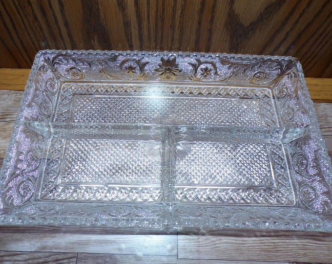 2508 Duncan Miller Vintage 1930's Dunsan Sandwich Pattern 3 Part Relish Dish 10.5" x 6.75" - Excellent Condition