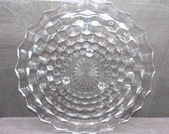 2608 Indiana Glass American Whitehall Clear Cubist Style Vintage 12.5" Serving Platter