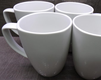 2606 Corelle Coordinates Pure White Vintage 4.5" 12 oz Porcelain Square Rim Coffee Mug Set of 4