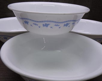 2606 Corelle Morning Blue Vintage 6.25" Cereal Bowls Set of 4
