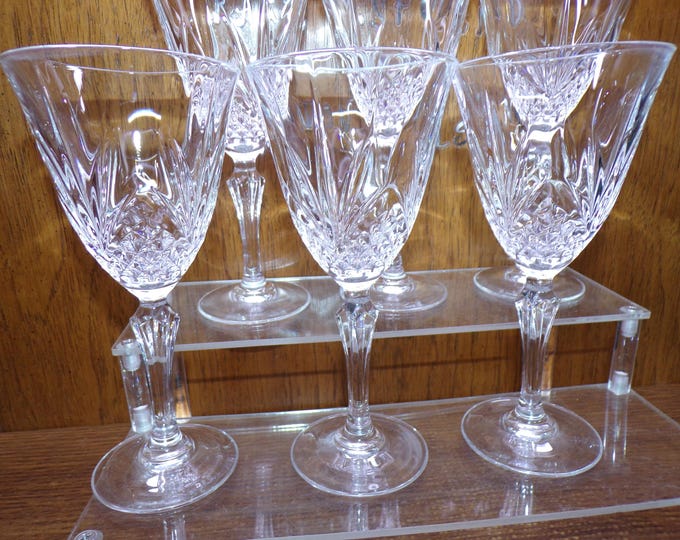 2506 Cristal D’Arques Masquerade 24% Lead Crystal 7.5" Stemmed Water/Wine Glass Goblets Set of 6 - Great Condition