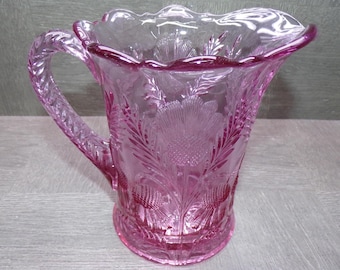 2606 Mosser Glass Inverted Thistle Rose 28 oz Vintage Pitcher