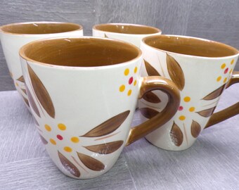 2605 Temptations by Tara Old World Vivid Brown 12 oz Mugs Set of 4