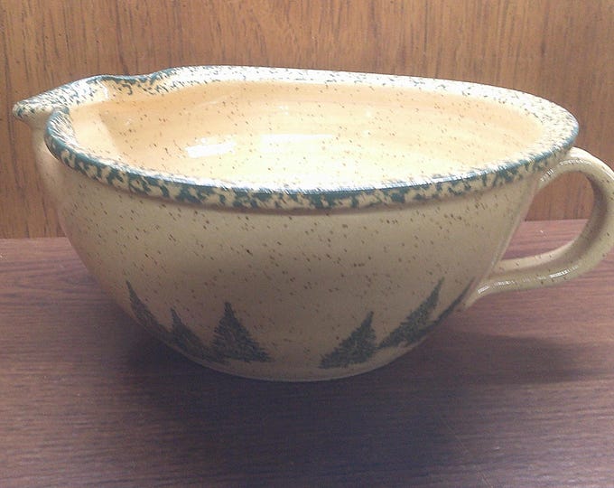 2501 Three Rivers Pottery Coshocton Myra Handled Mixing Bowl 9.5" Wide x 4" Tall Vintage 1995 - Great Condition