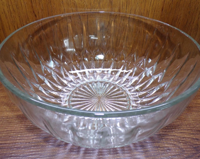 2507 Anchor Hocking Crown Point Vintage 10" Clear Glass Serving Bowl - Pre-owned Good Condition No Chips