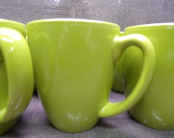 2604 Corelle Stoneware 12 oz Lime Green Coffee Mugs Set of 6