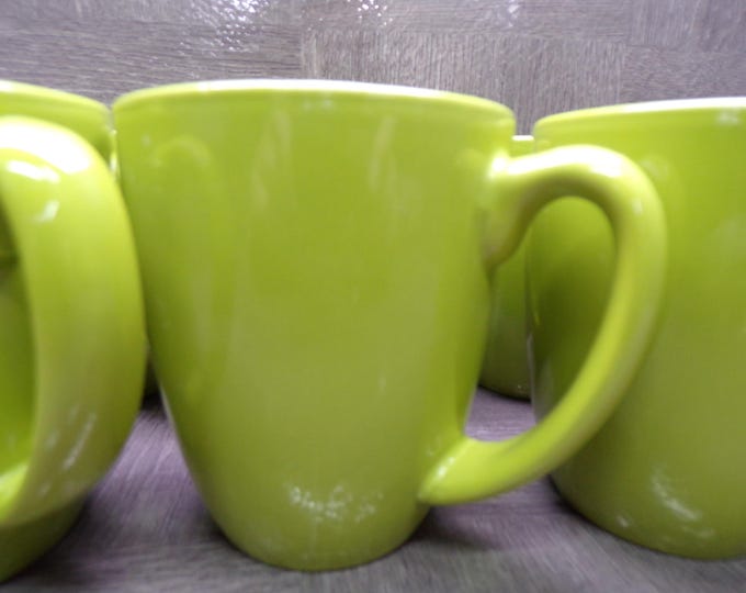 2604 Corelle Stoneware 12 oz Lime Green Coffee Mugs Set of 6