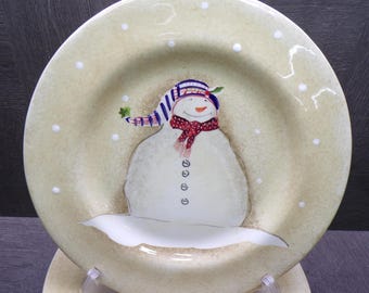 2608 Sakura Snowmates Vintage 8.5" Lunch / Snack Plates Set of 5 Good Condition Crazing on 2