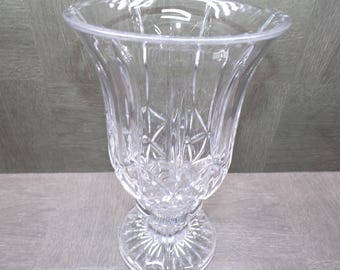 2605 DePlomb Vintage Lead Crystal 10" Hurricane Taper, Pillar Candle Holder Vase