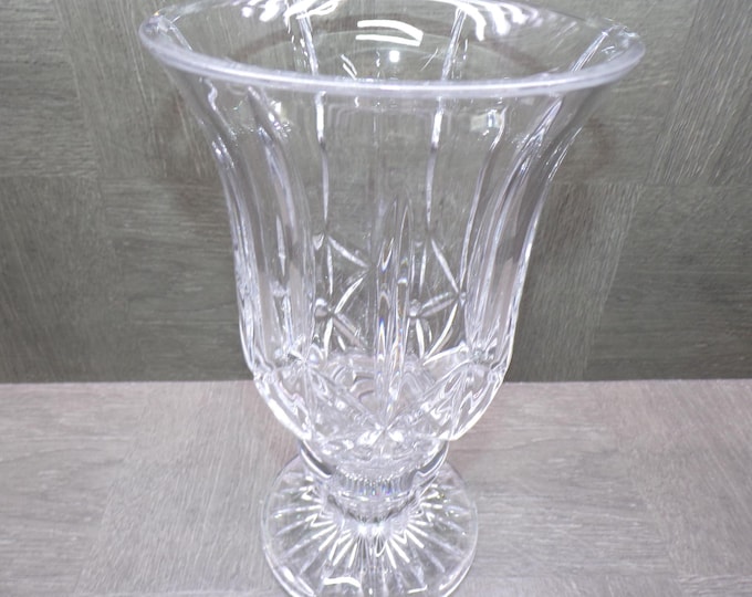 2605 DePlomb Vintage Lead Crystal 10" Hurricane Taper, Pillar Candle Holder Vase