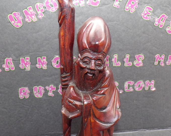 2212 Wooden Statue Figurine 12" Handcrafted Vintage - Made in Thailand - Good Vintage Condition