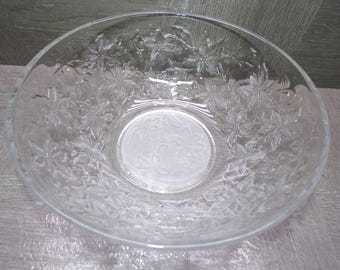 2609 Princess House Fantasia 8.5" Crystal Frosted Center Vintage Vegetable Serving Bowl