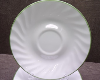 2609 Corelle Vitrelle Swirl 6.25" Saucer Plate Set of 5 White with Chutney Green Rim