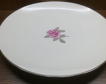2501 Franciscan China Encarto Rose California USA One 10.5" Dinner Plate with Platinum Rim
