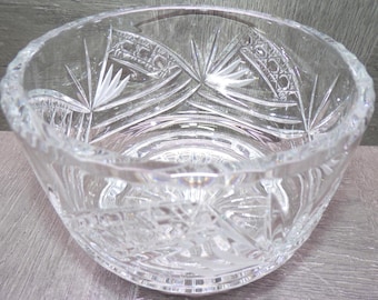 2605 Hand-Crafted Vintage Heavy Lead Crystal 6" Bowl Clear Frosted