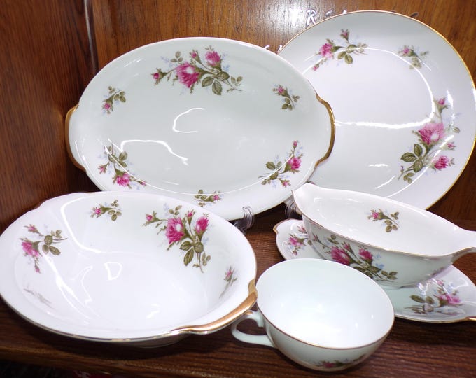 2507 Moss Rose by Sango Vintage Pink Rose Gold Rim China Made in Japan Great Condition Choose from List: