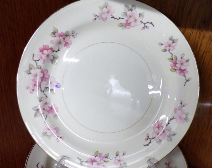 2506 Homer Laughlin Vintage Apple Blossom Eggshell Nautilus China 9.25" Plates Set of 8 - Great Condition