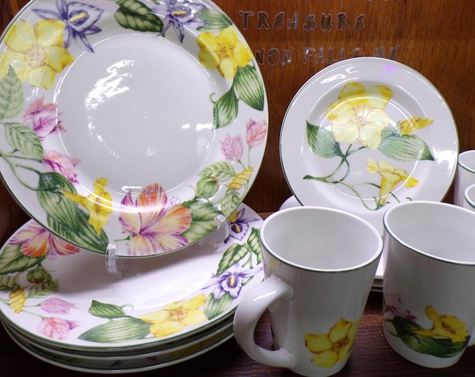 2505 American Atelier At Home Tropical Flower #5172 Stoneware- Oven, Micro & Dishwasher Safe - Great Condition Choose From List: