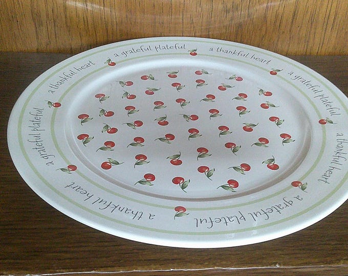 2501 Hallmark Grateful Plateful Thankful Heart 12" Wild Cherry Use & Share Platter Retired - Great Condition