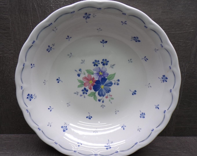 2603 Nikko Blossomtime Blue Peony Swirl 9.25" Vegetable Serving Bowl - Fine Bone China - Great Condition