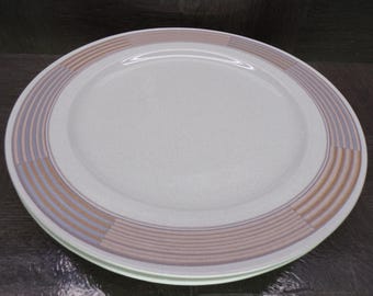 2602 Mikasa Intaglio CAC06 Tracings 11" Dinner Plates Set of 4 Oven to Table Stoneware - CHIP on One (Last Pic) Others in Great Condition