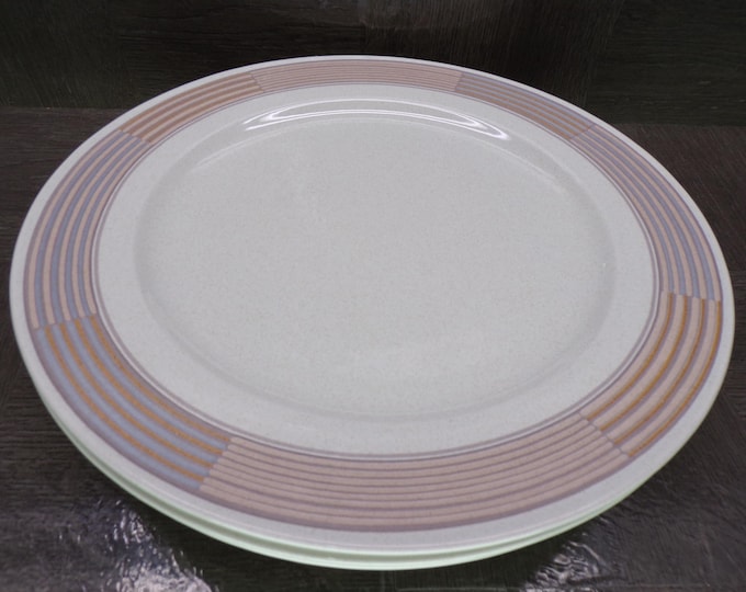 2602 Mikasa Intaglio CAC06 Tracings 11" Dinner Plates Set of 4 Oven to Table Stoneware - CHIP on One (Last Pic) Others in Great Condition