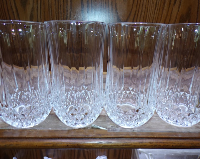 2510 Cristal D'Arques Paris 24% Lead Crystal 11.25 oz Longchamp 5.25" Vintage Highball Tumblers Set of 4- Great Condition