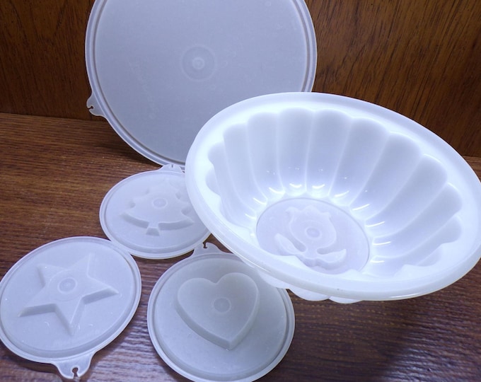2506 Tupperware Vintage 8" Jel-n-Serve Jello Mold #229-29 Good Condition 6 pcs - 4 Mold Templates - Great Condition