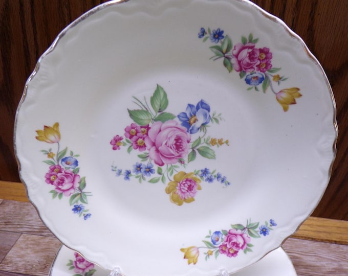 2511 Hazel Pattern Vintage 1940's China by Scio Pottery Ohio USA 7" Salad / Snack Plates Set of 3 - Great Condition