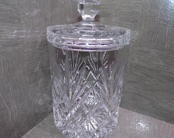 2606 Godinger Shannon Pineapple Diamond Cut Lead Crystal 9" Vintage Canister Jar with Lid
