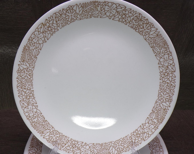 2602 Corelle Woodland Brown Retired 10.25" Dinner Plates Set of 4 - Good Condition Some Wear & Light Scratches Still Look Good