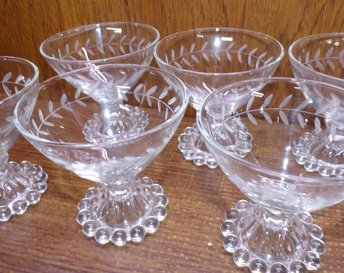 2506 Anchor Hocking Boopie Bubble Berwick Etched Laurel 3.5" 5 oz Vintage Cordials Set of 6 - Great Condition