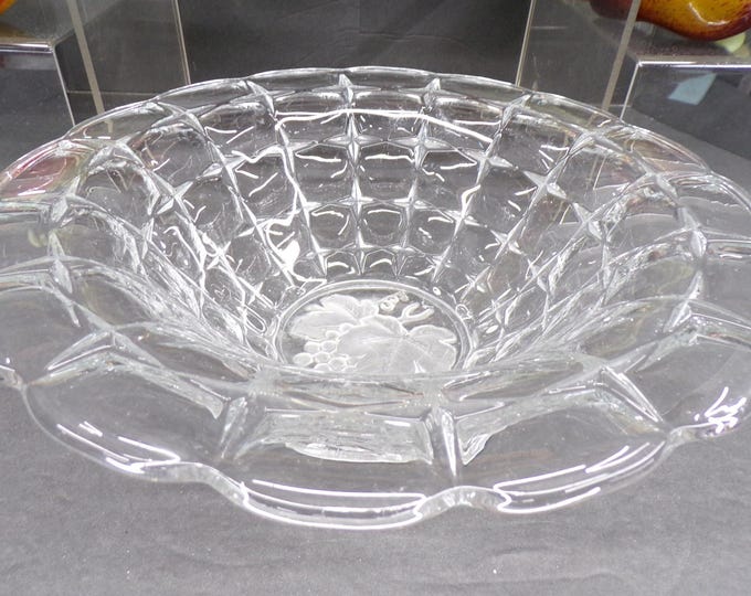 2303 Indiana Glass Constellation Pattern 11.5" Vintage Scalloped Bowl - Good Condition No Chips or Cracks
