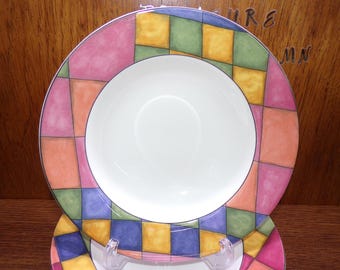 2503 Victoria Beale #9052 Casual Prism 8.75" Porcelain Bowls Set of 4 - Great Condition