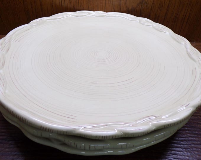 2507 Tracy Porter Pottery The Octavia Hill Collection Dream Delicious Cream Rope Edge 11" Dinner Plates Set of 3 - Great Condition