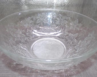 2602 Princess House Fantasia 8.5" Crystal Frosted Center Vintage Vegetable Serving Bowl - Great Condition