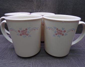 2605 Corelle 4" English Breakfast Vintage 10 oz Coffee Mugs / Cups Set of 4