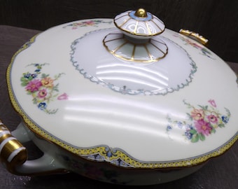 2606 Noritake Martelle "M" Vintage Fine China 9" Covered Vegetable Serving Bowl w/ Side Handles