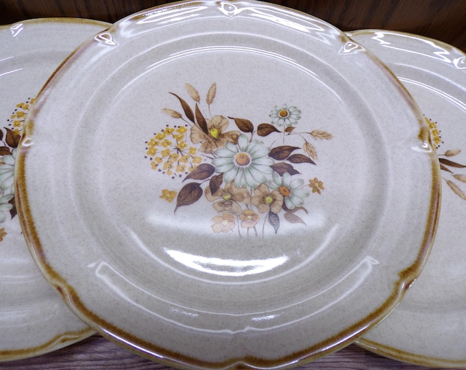2509 Finesse Stoneware SY7651 Wellington 7.5" Vintage Salad / Snack Plates Set of 3 Hand Decorated Stoneware Made in Japan - Great Condition