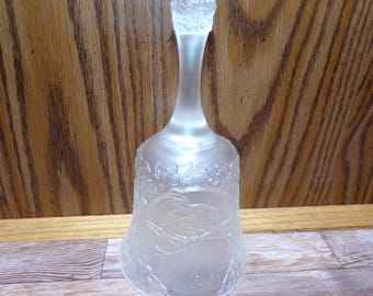 2508 Fenton Vintage Clear Frosted Glass American Craftsmen Glass Worker 7" Bell - Excellent Condition