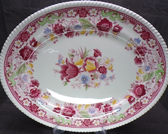 2602 Johnson Bros Winchester Vintage Fine China 16" x 12.5" Oval Platter Made in England - One Chip on Rim Otherwise Great Condition