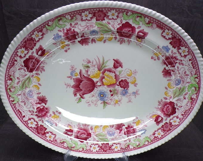 2602 Johnson Bros Winchester Vintage Fine China 16" x 12.5" Oval Platter Made in England - One Chip on Rim Otherwise Great Condition