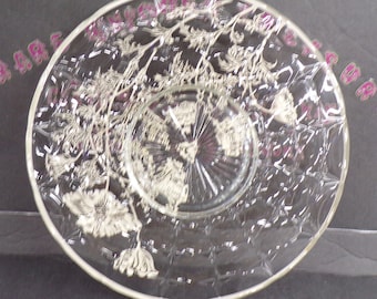 2301 Silver City Thumbprint Platter 13" Sterling Silver Overlay Floral Poppies with Silver Rim
