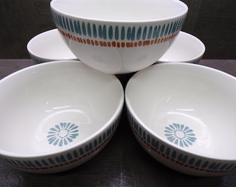 2605 Rachael Ray Cucina Sun Daisy Hand-painted 5.5" Stoneware Bowls Set of 5