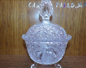 2508 Hofbauer Byrdes 24% Lead Crystal Swan 9" Covered Candy Dish Footed Steeple Lid - Great Condition