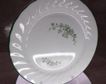 2602 Corelle Callaway Green Ivy Swirl Vintage 7.25" Bread Plates Set of 5 - USA- Good Condition Green Edges have Some Chips